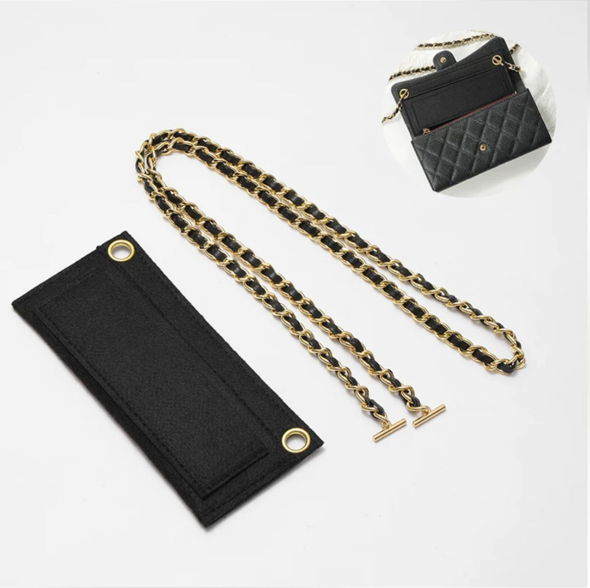 Conversion Kit For Chanel Classic Long Flap Wallet Insert+Cowhide Leather  Chain 