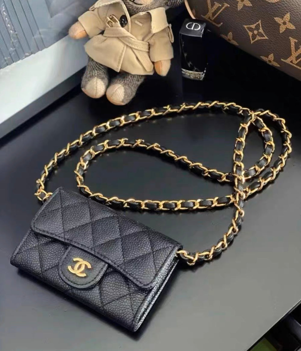 Chanel Book Card Holder With Chain