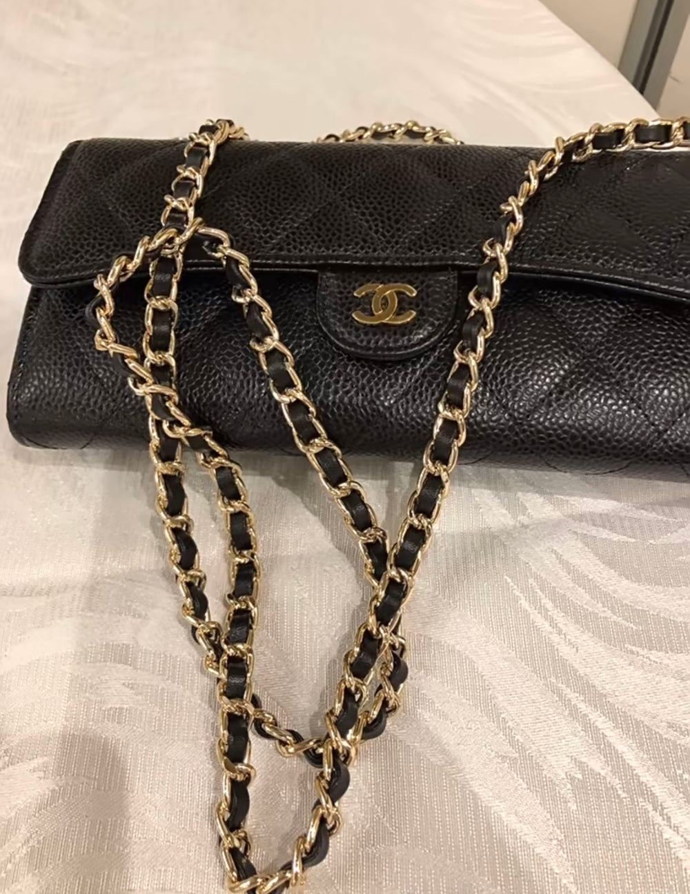 Vintage Chanel Caviar Leather Wallet - free bag strap to convert