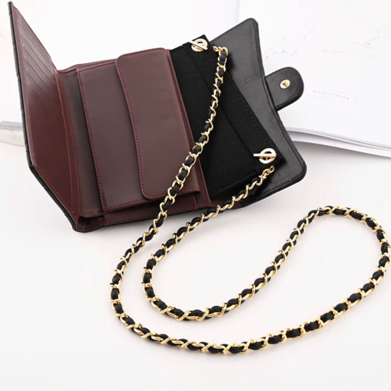 Buy on the official website Card Holder Conversion Kit for Small Flap Wallet  Insert & Chain Strap, Classic Small Wallet on Chain, Credit Card Holder  Insert Crossbody Converter Kit (120cm Old Gold